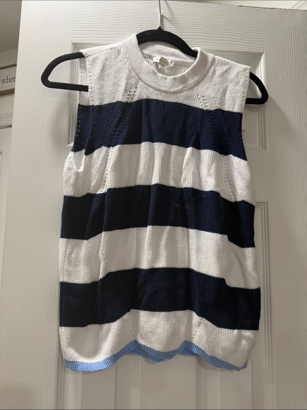 Navy & White Striped Knit Top